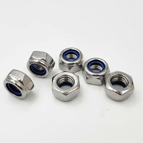 Tom's world 170Pcs M3 M4 M5 M6 M8 M10 M12 Hex Nut Assortment Set Stainless Steel 304(18-8) Metric Hexagon Nut, Bright Finish, Full Thread (Nylon Insert NUT) in Saudi Arabia