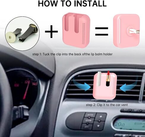 Car Lip Balm Holder,Chapstick Holder for Car,Silicone Upright Lip Balm Holder for Car Accessories for Women Interior - Accessories for Women Cute Car Decor for Teen Girls(Pink) in Saudi Arabia