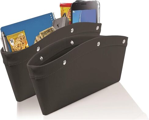 Trobo Car Seat Gap Filler, 2 In 1 Side Seat Space Organizer, Between Seat Crevice Storage Box, PU Leather Front Seat Console Gap Pocket Catch Caddy, Minimizes Distracted Driving, Universal Fit - Black in Saudi Arabia