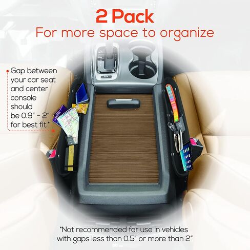 Trobo Car Seat Gap Filler, 2 In 1 Side Seat Space Organizer, Between Seat Crevice Storage Box, PU Leather Front Seat Console Gap Pocket Catch Caddy, Minimizes Distracted Driving, Universal Fit - Black in Saudi Arabia