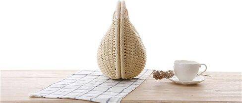 Straw Bags for Women,Hand-woven Straw Shell Bag Handle Ring Tote Retro Summer Beach Rattan bag. in Saudi Arabia