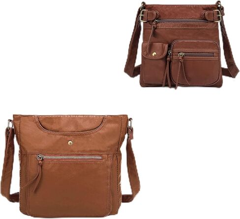 سكارلتون 2 حقيبة كروس للنساء، مجموعة محافظ وحقائب يد متعددة الجيوب، حقيبة كتف، H183304-2، بني in Kuwait