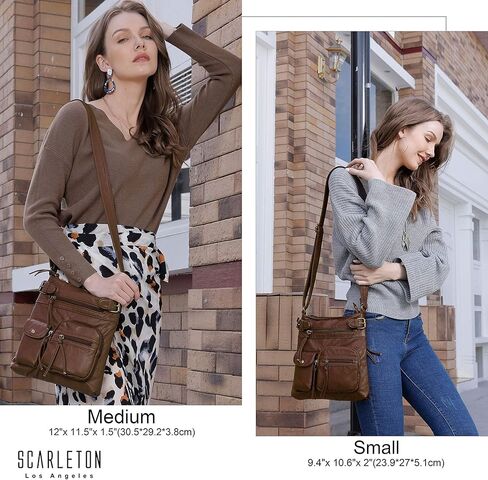 سكارلتون 2 حقيبة كروس للنساء، مجموعة محافظ وحقائب يد متعددة الجيوب، حقيبة كتف، H183304-2، بني in Kuwait