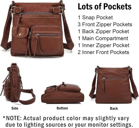 سكارلتون 2 حقيبة كروس للنساء، مجموعة محافظ وحقائب يد متعددة الجيوب، حقيبة كتف، H183304-2، بني in Kuwait