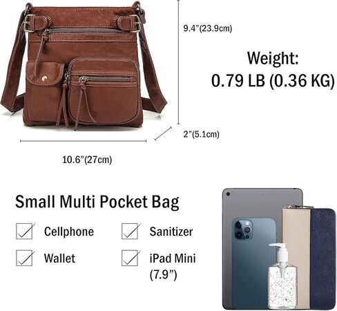 سكارلتون 2 حقيبة كروس للنساء، مجموعة محافظ وحقائب يد متعددة الجيوب، حقيبة كتف، H183304-2، بني in Kuwait