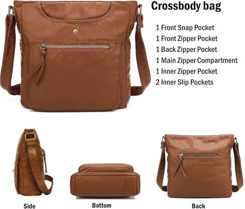 سكارلتون 2 حقيبة كروس للنساء، مجموعة محافظ وحقائب يد متعددة الجيوب، حقيبة كتف، H183304-2، بني in Kuwait