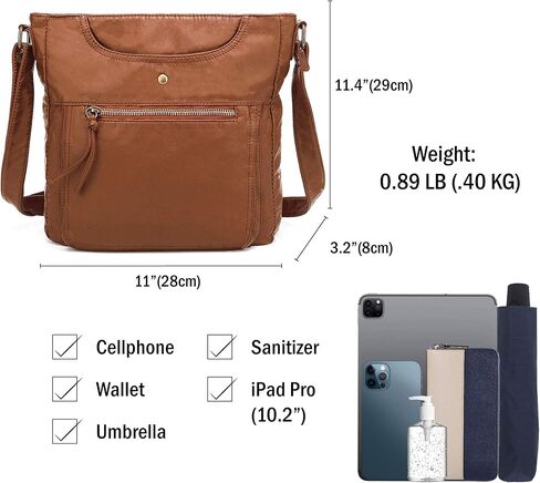 سكارلتون 2 حقيبة كروس للنساء، مجموعة محافظ وحقائب يد متعددة الجيوب، حقيبة كتف، H183304-2، بني in Kuwait