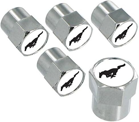 Ford Mustang White Pony Black Valve Cap Covers in Saudi Arabia