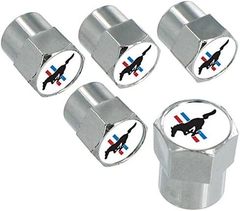 Ford Mustang White Pony Black Valve Cap Covers in Saudi Arabia