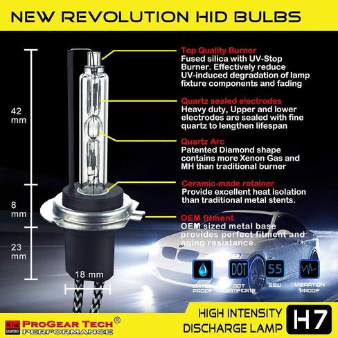 55W H7 Heavy Duty HID Xenon Replacement Bulbs 12V 24V Headlight Fog-light (Pack of 2 bulbs) (6000K Daylight White) in Saudi Arabia