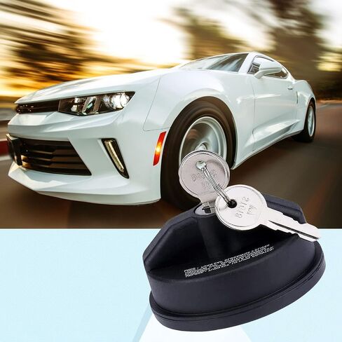 1 PC Car Fuel Tank Cap with Lock, ABS Plastic Gas Inlet Modification Sealing Cap, Accessories Replacement OEM 77300-47020 10504, Product Compatible with Toyota, Tundra, Chevrolet (Black) in Saudi Arabia