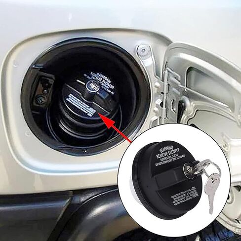 1 PC Car Fuel Tank Cap with Lock, ABS Plastic Gas Inlet Modification Sealing Cap, Accessories Replacement OEM 77300-47020 10504, Product Compatible with Toyota, Tundra, Chevrolet (Black) in Saudi Arabia