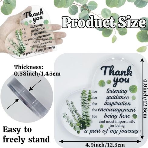 هدايا شكرًا للنساء، تذكار على شكل قلب أكريليك للإناث، تقدير لصديق المعلم وزميل العمل والمدير المتفوق والمدير المتطوع والممرض والطبيب وأفكار الهدايا (شكرًا لك 1) in Kuwait