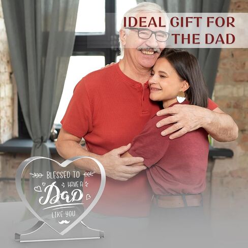 هدايا BaubleDazz للأب - ديكور مكتب أكريليك على شكل قلب - هدية عيد ميلاد الأب، هدايا عيد ميلاد الأب للأب in Kuwait