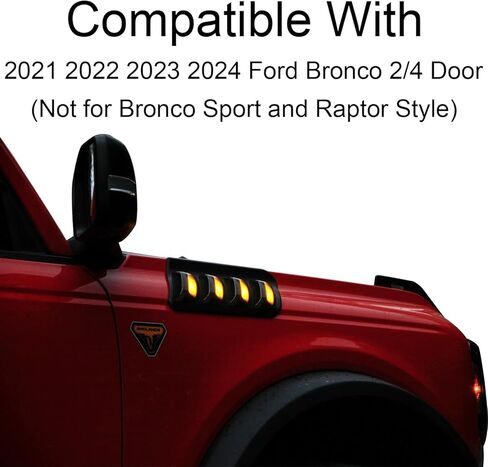 مصابيح LED للعلامات الجانبية أضواء إشارة الانعطاف لعام 2021 2022 2023 2024 Ford Bronco 2/4 باب مقاوم للماء كهرمان مصابيح جانبية للعلامات الجانبية ضوء رؤية درب (ليس لنمط برونكو سبورت ورابتور) in Kuwait