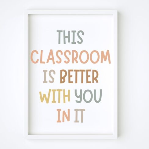 Wowsweet-هذا الفصل الدراسي أفضل معك فيه، ديكور حائط تحفيزي إيجابي، لافتات للمعلمين، ترحيب بغرفة الفصل الدراسي، ديكور بوهو للفصل الدراسي، مساحة آمنة، غير مؤطرة (8 × 10 بوصة) in Kuwait