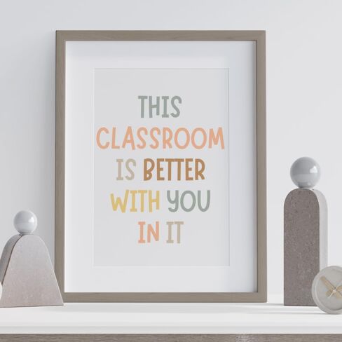 Wowsweet-هذا الفصل الدراسي أفضل معك فيه، ديكور حائط تحفيزي إيجابي، لافتات للمعلمين، ترحيب بغرفة الفصل الدراسي، ديكور بوهو للفصل الدراسي، مساحة آمنة، غير مؤطرة (8 × 10 بوصة) in Kuwait