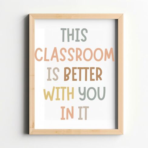 Wowsweet-هذا الفصل الدراسي أفضل معك فيه، ديكور حائط تحفيزي إيجابي، لافتات للمعلمين، ترحيب بغرفة الفصل الدراسي، ديكور بوهو للفصل الدراسي، مساحة آمنة، غير مؤطرة (8 × 10 بوصة) in Kuwait
