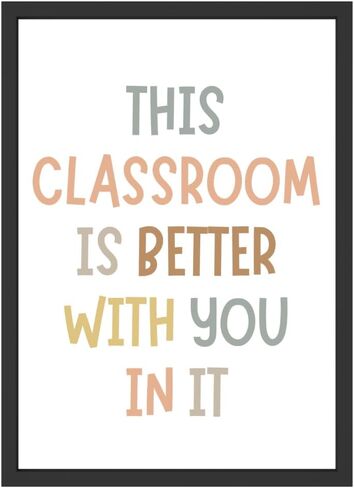 Wowsweet-هذا الفصل الدراسي أفضل معك فيه، ديكور حائط تحفيزي إيجابي، لافتات للمعلمين، ترحيب بغرفة الفصل الدراسي، ديكور بوهو للفصل الدراسي، مساحة آمنة، غير مؤطرة (8 × 10 بوصة) in Kuwait
