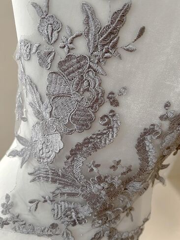 PEPPERLONELY 1pc Lace Flower Sew on Embroidered Lace Applique Wedding Dress Bride's Gown Headdress Adornment DIY Patch Clothing Accessories, 12.5 x 17 Inches, Red in Saudi Arabia