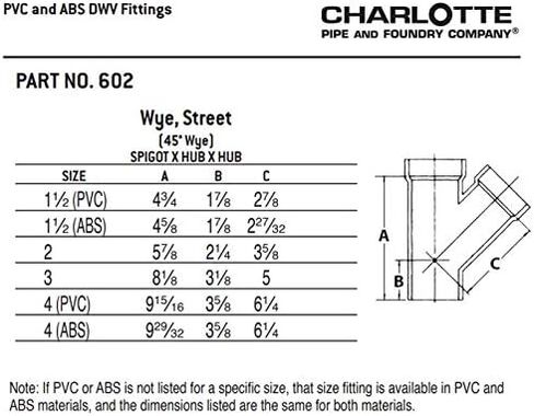 CHARLOTTE PIPE 3 DWV WYE Street DWV (Drain, Waste and Vent) (1 Unit Piece) in Saudi Arabia