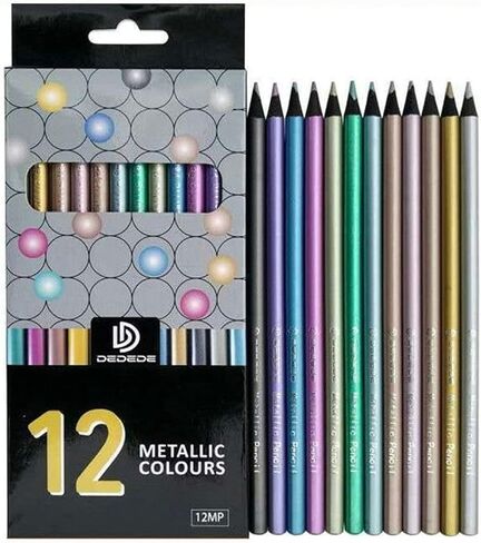 12 قطعة مجموعة أقلام رصاص ملونة معدنية مجموعة أقلام تلوين متنوعة 0.3 مللي متر أقلام رسم لامعة أقلام رسم للرسم الفني والكتابة in Kuwait