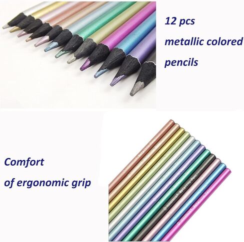 12 قطعة مجموعة أقلام رصاص ملونة معدنية مجموعة أقلام تلوين متنوعة 0.3 مللي متر أقلام رسم لامعة أقلام رسم للرسم الفني والكتابة in Kuwait