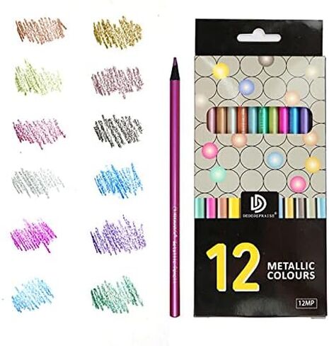 12 قطعة مجموعة أقلام رصاص ملونة معدنية مجموعة أقلام تلوين متنوعة 0.3 مللي متر أقلام رسم لامعة أقلام رسم للرسم الفني والكتابة in Kuwait