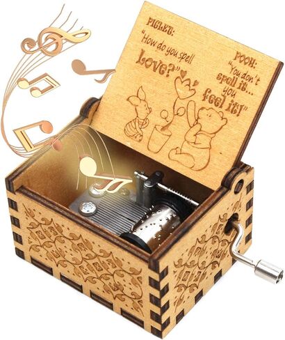 Wooden Music Box - The Pooh Saying Music Box, Gift for Friend, Cousins, BFF, New Year's Gifts- 1 Set in Kuwait