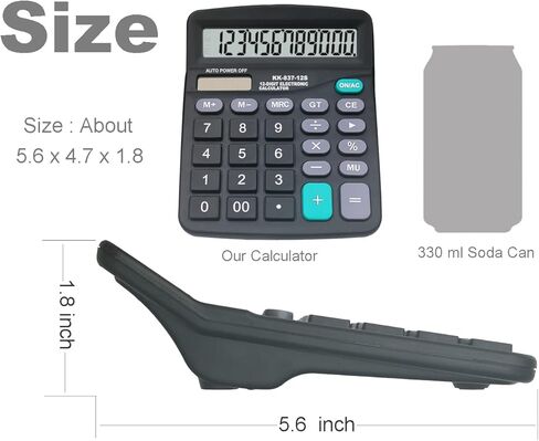 Basic Calculator 12 Digit Dual Power Large LCD Display Sensitive Button for Office, Primary School, Market or Home Use (Black, Pack of 2) in Saudi Arabia