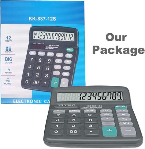 Basic Calculator 12 Digit Dual Power Large LCD Display Sensitive Button for Office, Primary School, Market or Home Use (Black, Pack of 2) in Saudi Arabia