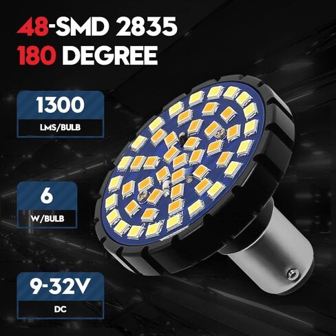 VEHICODE 1157 LED لمبة إشارة الانعطاف الأمامية ضوء أبيض كهرماني اللون مفتاح متوافق مع Harley Davidson Motorcycle Running Driving 2 بوصة مصباح وامض (عبوتان) in Saudi Arabia