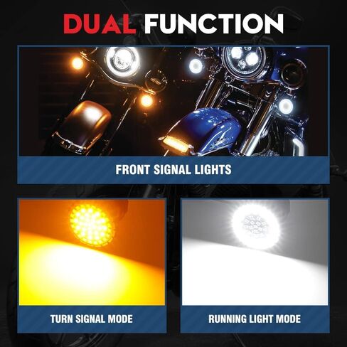 VEHICODE 1157 LED لمبة إشارة الانعطاف الأمامية ضوء أبيض كهرماني اللون مفتاح متوافق مع Harley Davidson Motorcycle Running Driving 2 بوصة مصباح وامض (عبوتان) in Saudi Arabia