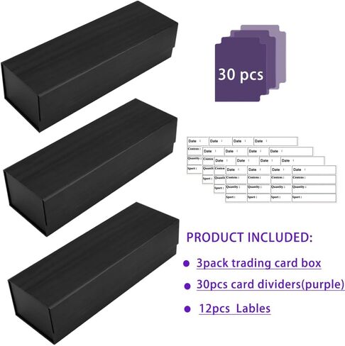Trading-Card Storage Box, Retro Wood Grain Card Storage Box with 30Pcs Dividers for TCG/Magic/Mtg Storage and Collection Fits 800 Cards,200 Card Sleeves(retro black -3pack) in Saudi Arabia