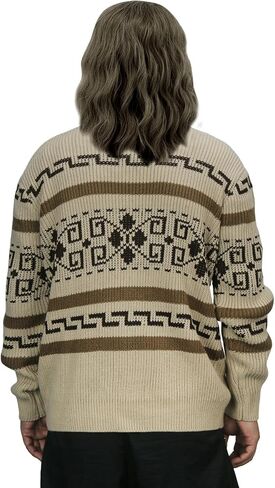 Men The Dude Sweater Costume Adults Shawl Collar Zip Up Knit Cardigan Sweater Halloween Cosplay Outerwear in Saudi Arabia