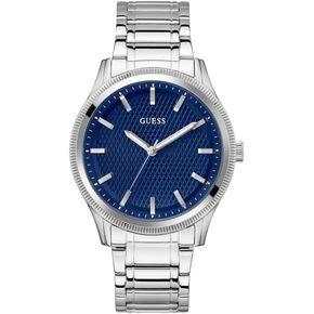 GUESS Men's 44mm Watch - Silver Tone Bracelet Blue Dial Silver Tone Case