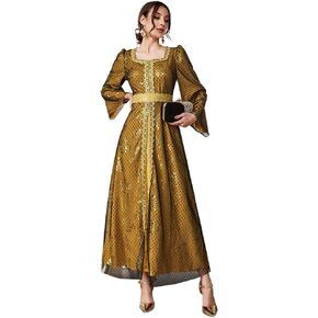 PolyJolly Abaya Dress for Women Dubai Sadui Bead Moroccan Kaftan Fancy Eid Collection