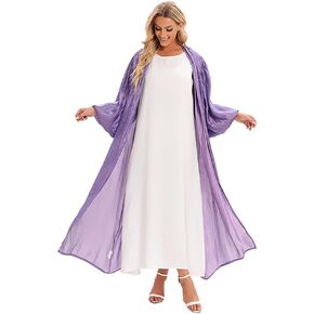 Women Silk Muslim Dresses Abaya Open Front Cardigan Maxi Dress Dubai Islamic Dress Middle East Arabian Robe Eid Prayer Dress