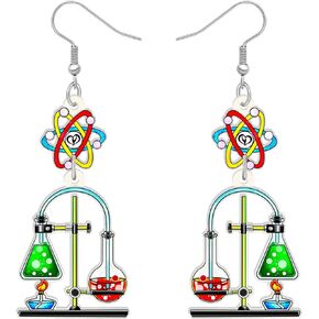 YINYA Acrylic Novelty Atom Chemistry Earrings Science Lab Dangle Teacher Appreciation Gifts for Women Girls Kids Back To School Jewelry