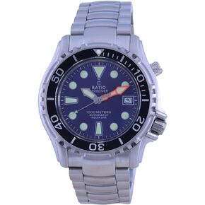 RATIO FreeDiver Dive Watch Sapphire Crystal Stainless Steel Automatic Diver Watch 1000M Water Resistant Diving Watch for Men