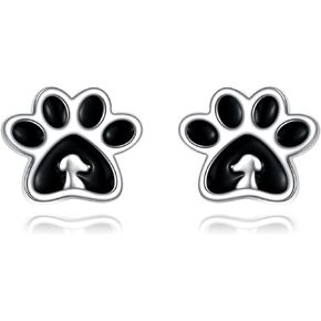AOBOCO Paw Print Earrings for Women 925 Sterling Silver Cute Animals Dog Pet Paw Print Studs Earrings Christmas Birthday Jewelry Gifts for Women Girls Dog Lover