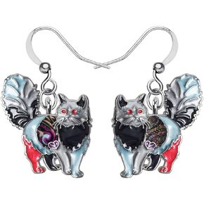 BONSNY Cute Floral Enamel Cat Gifts for Cat Lovers Earring Dangle for Women Girls Kids Jewelry Novelty Funny Charms