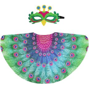 D.Q.Z Bird-Wings for Kids Peacock Costume with Bird Mask Girls Halloween Dress Up Party Favors