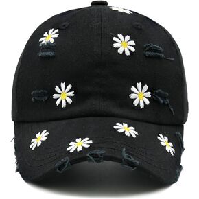 Waldeal Daisy Hat, Adjustable Distressed Trendy Baseball Cap for Women Men