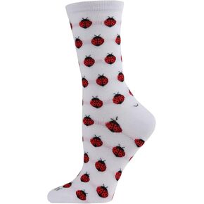 MeMoi Ladybug Bamboo Blend Crew Socks