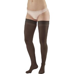 Ames Walker AW Style 74 Soft Sheer 8-15 mmHg Mild Compression Thigh High Stockings w/Band Black XLarge