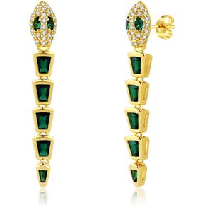 Dangle Earrings for Women Girl Snake Emerald Huggie Hoop Earrings with Emerald Green Studs Jewelry and Vintage Charm Small and Dainty Snake Shaped Drop Earrings for Minimalist and Stylish Look