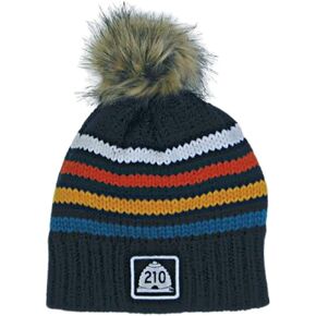 U210 قبعة بوم مخططة | قبعة شتوية محبوكة من يوتا مع بوم من الفرو الصناعي | سنوبيرد يوتا كاب in Kuwait