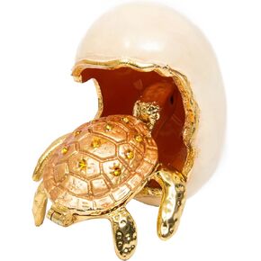 QIFU Hand Painted Sea Turtle Tortoise Decorative Hinged Enamel Trinket Box Unique Gift for Family