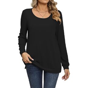 DUSDIMON Women's Fall Casual Long Sleeve Tunic Tops Side Split T-Shirt for Leggings in Saudi Arabia